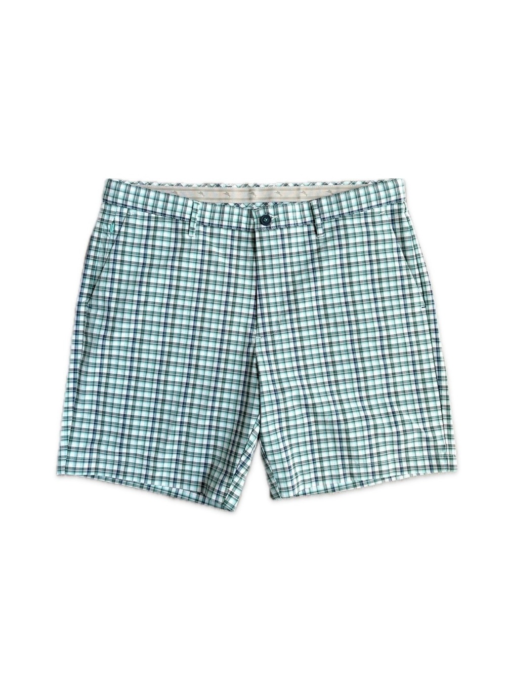 Tommy Bahama Top Deck Check Shorts Performance Stretch Blue Plaid Men's 38